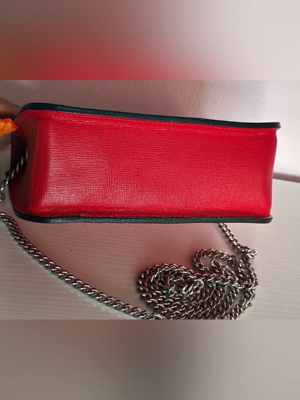 Small Cute Red Camelia Roma Structured Top-Handle Bag - Picture 7 of 8